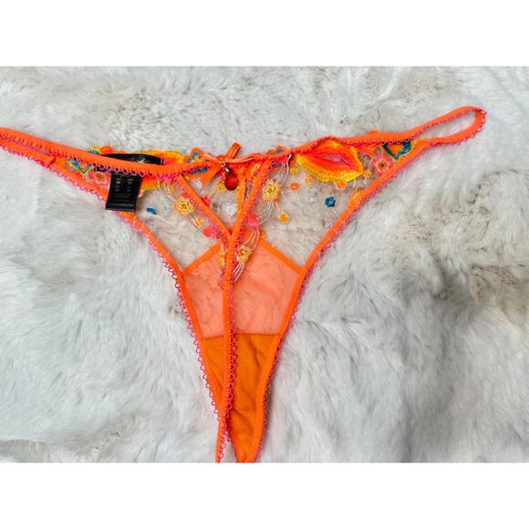 Honey Birdette DIXIE🌼🧡 Bright Orange 2 Piece Set 32DDD Bra & Medium Thong - Picture 7 of 8